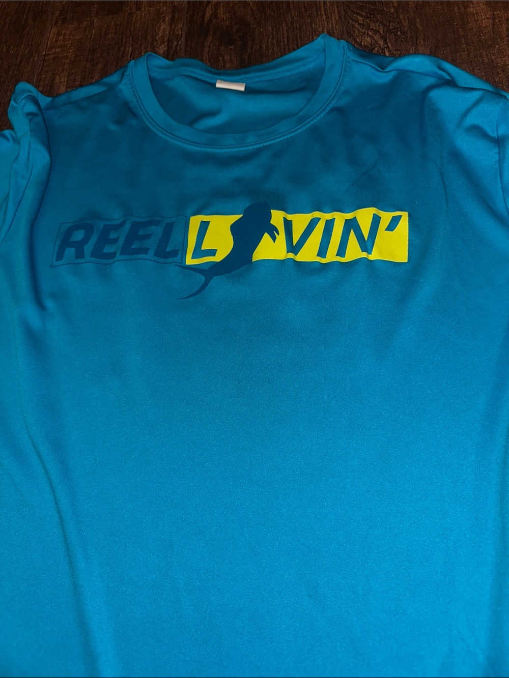 Sport-Tek Men’s Long Sleeve Rash Guard - Bright Teal with Yellow & teal Logo - Picture 2 of 6